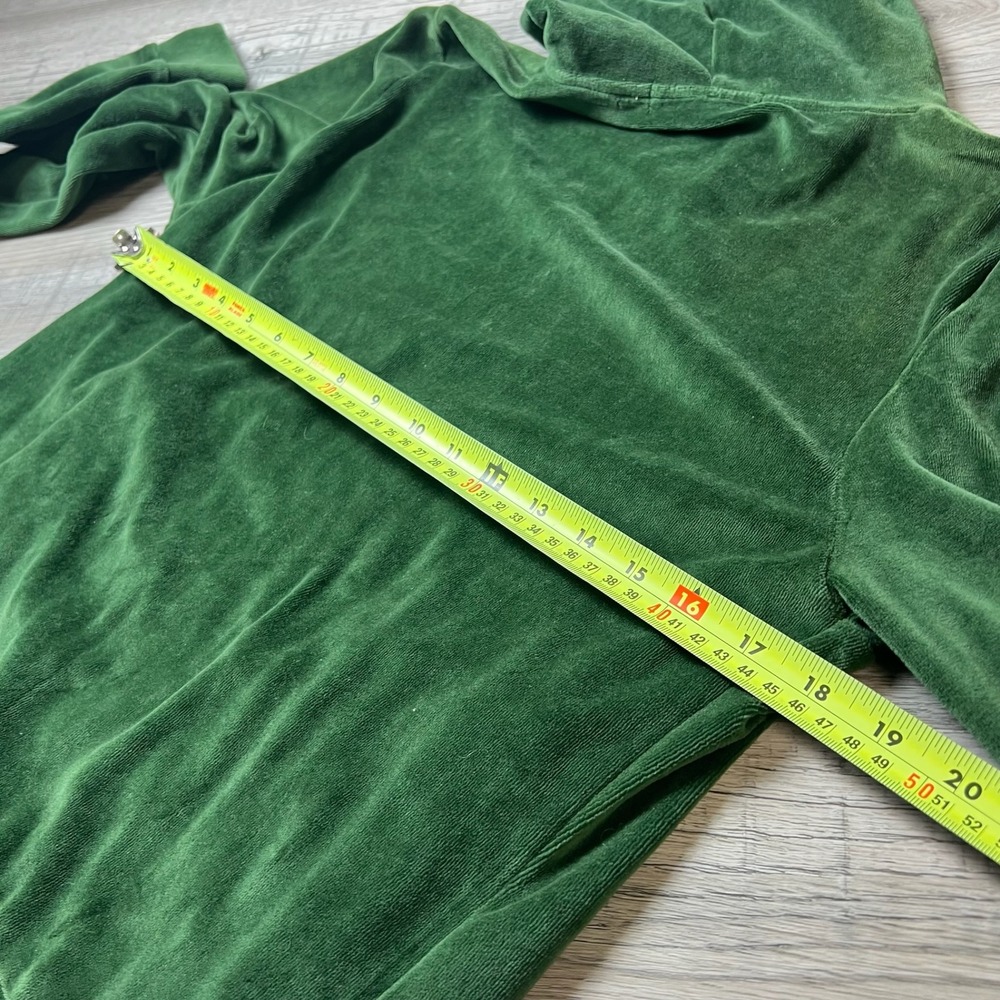 Bongo Velour Hoodie Womens XL Green Zip Up Rhinestone Y2K McBling Jacket - Picture 8 of 10